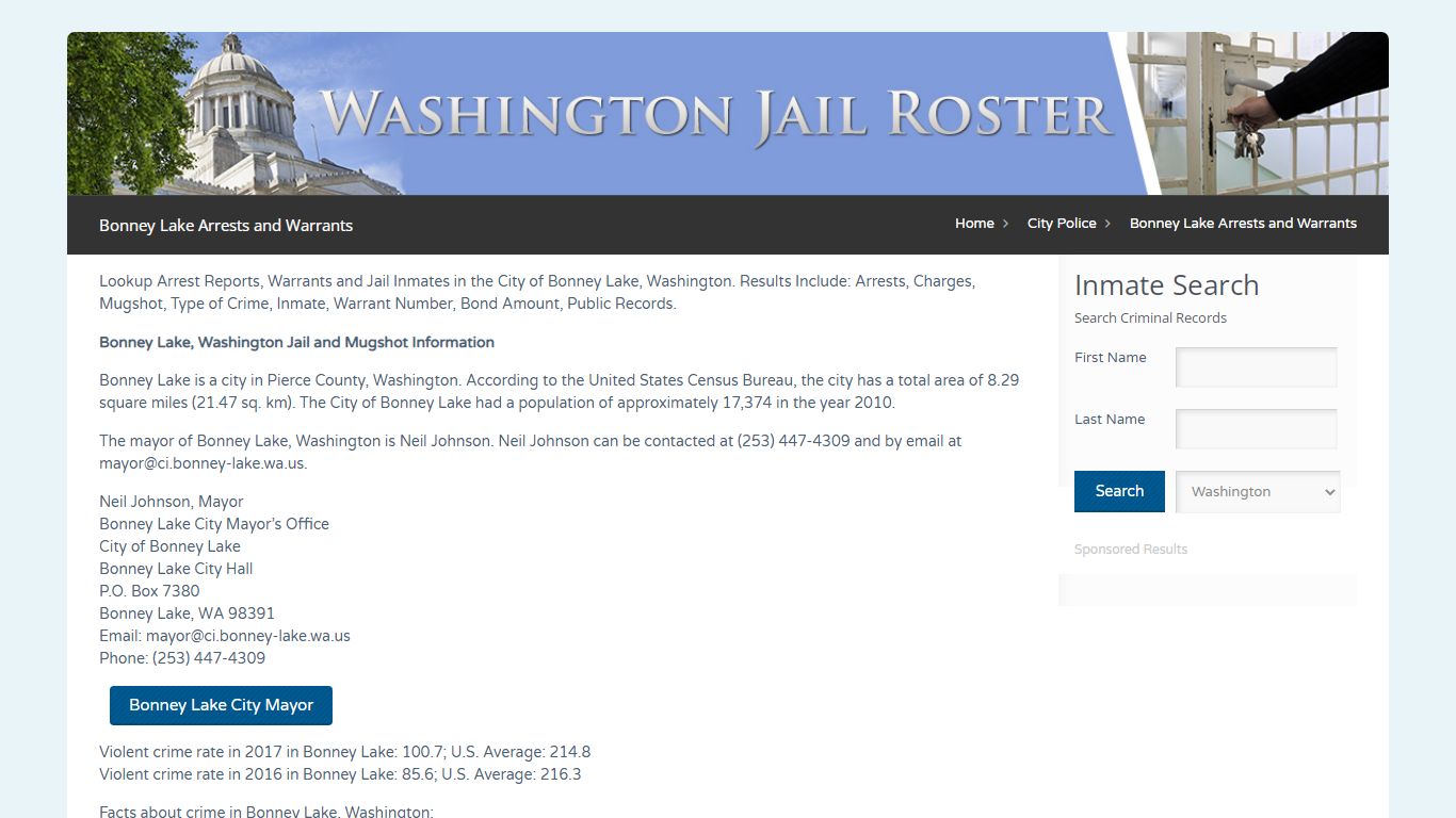 Bonney Lake Arrests and Warrants | Jail Roster Search