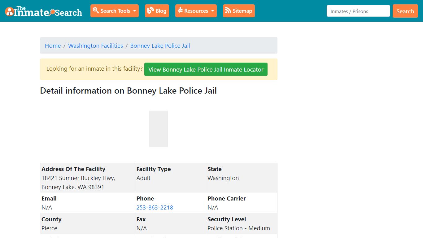 Information on Bonney Lake Police Jail